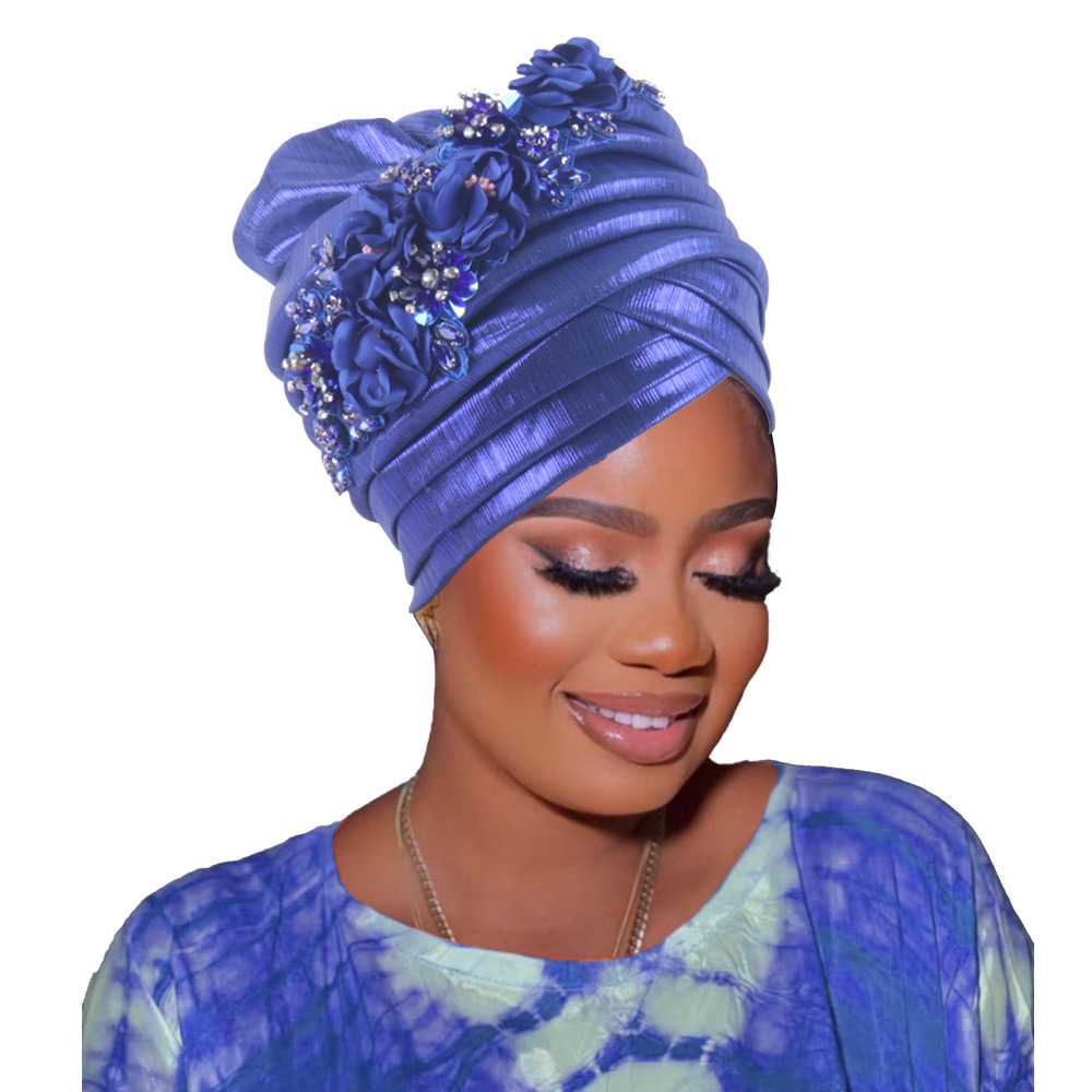 Nigeria Auto Gele Headtie déjà fabriqué Geles de mariage femme bandeau diamant fleur 2025 nouveau bonnet de Turban pour femmes africaines