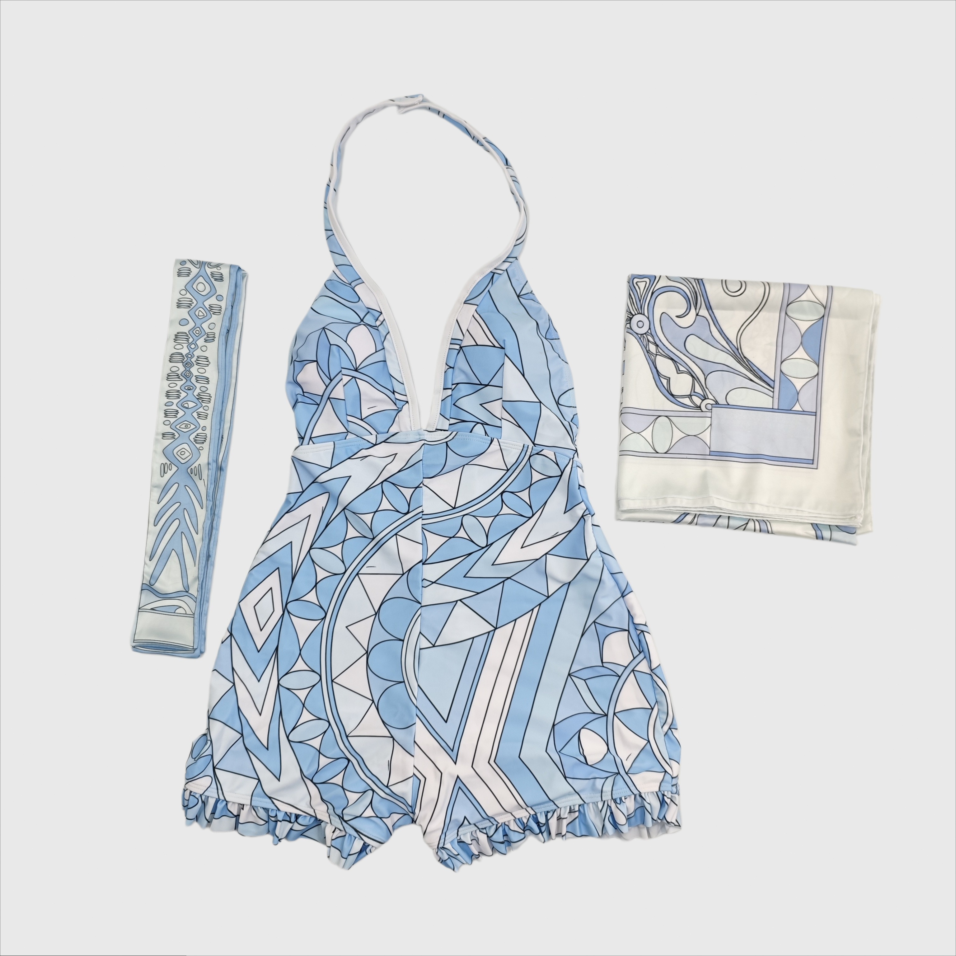 Ensembles de sport et de yoga classiques de marque pour femme, avec foulard bandeau et body, design de luxe 2026, logo signature lettre, tenues de plage