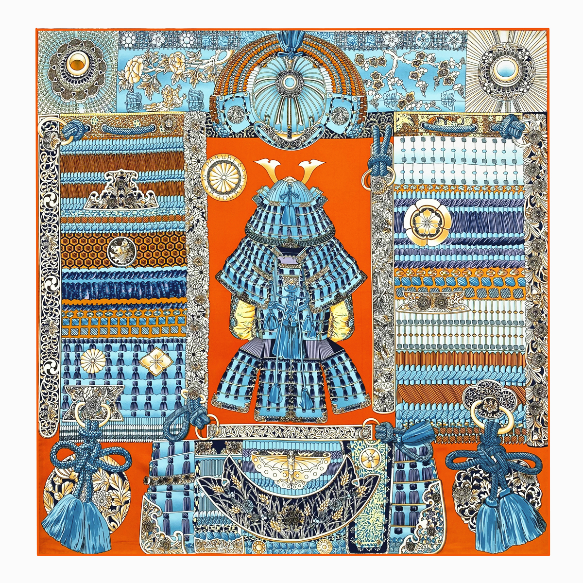 Écharpe en soie sergé 100%, Design «Armor», 90cm, bords roulés à la main, Foulard Hijab, marque de luxe, carré, châle pour femmes