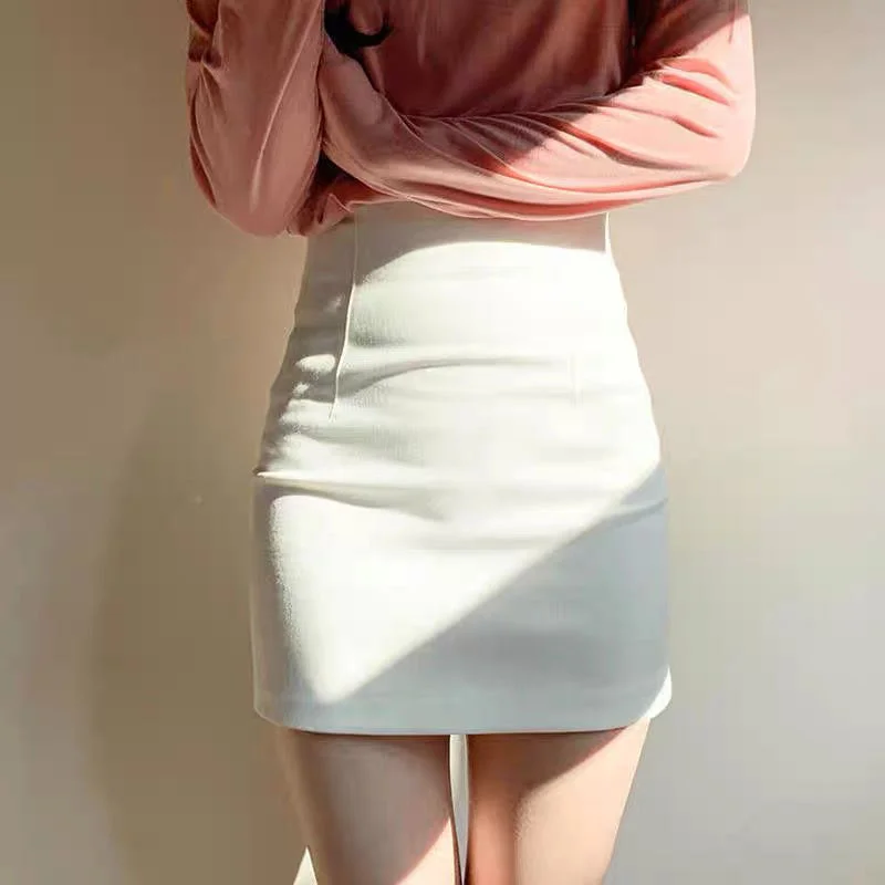 Mini jupe courte taille haute pour femme, vêtements, blanc, rond, serré, pas cher, offre esthétique, premium, modeste, tendance, V