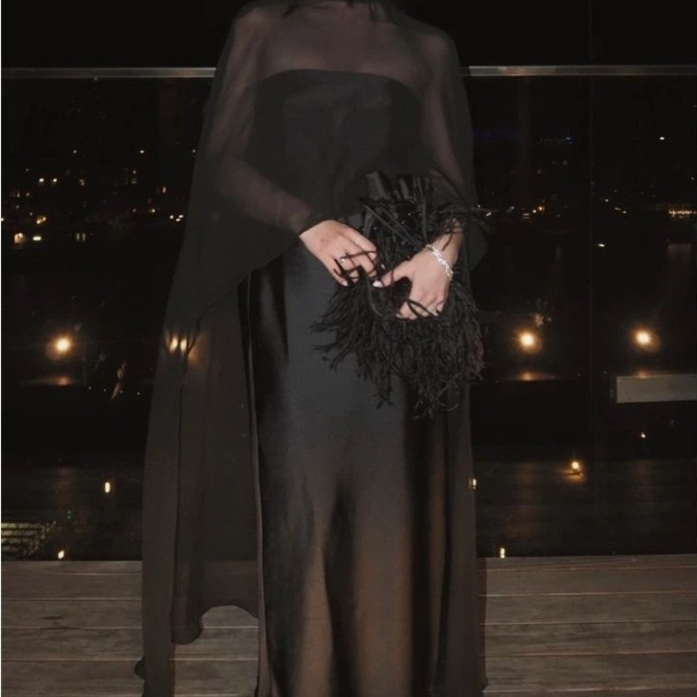 Élégante cape longue en mousseline de soie, châle en maille à pois de couleur unie, style fin, pour soirées et événements