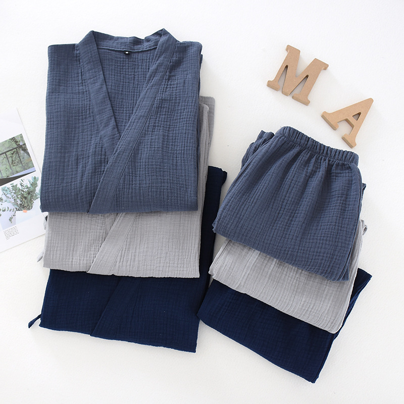 Pyjama d'été pour femme, style japonais, en gaze de coton fine, kimono yukata, vêtement d'intérieur, chemise de nuit ample à manches courtes