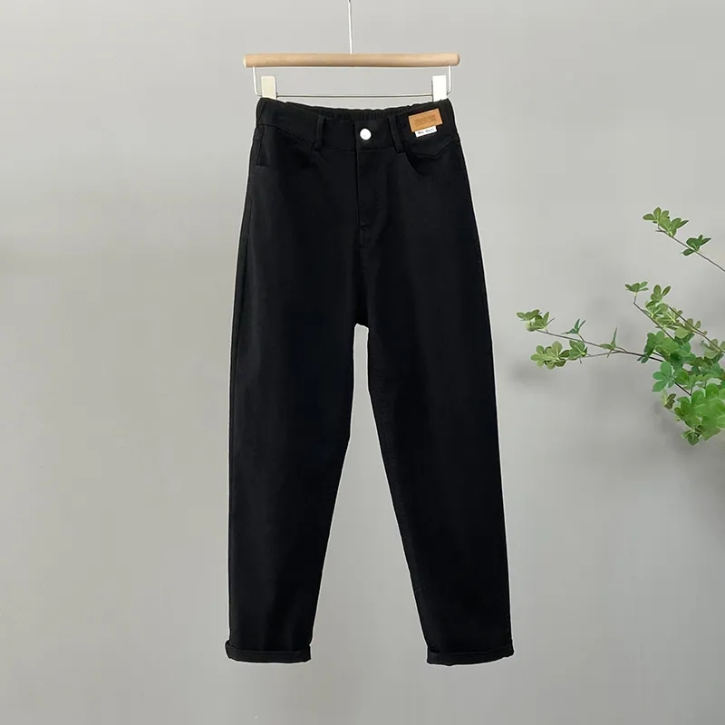Pantalon en Denim taille haute coréen pour femme, décontracté, ample, kaki, Harun, nouvelle collection automne 2026