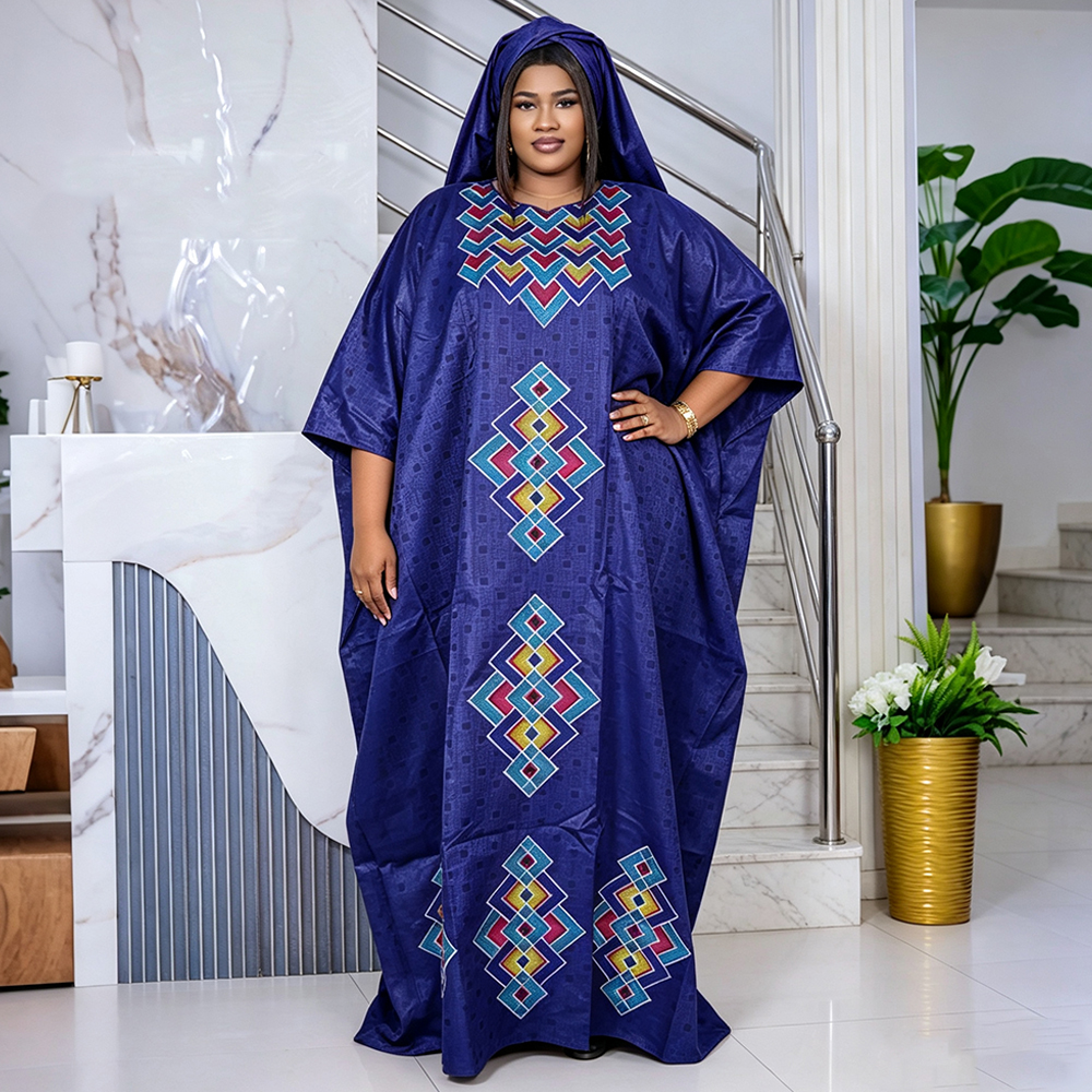 Robes Africaines pour Femmes, Robe de Soirée Traditionnelle Grande Taille, Vêtements de Mariage et de Fête, Robe de Luxe Broderie Bazin Riche