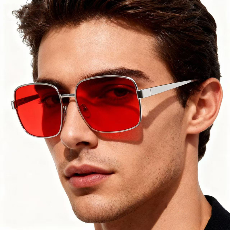 Nouvelles lunettes de soleil métalliques à monture large pour hommes et femmes, avec protection solaire et montures carrées et rondes rétro