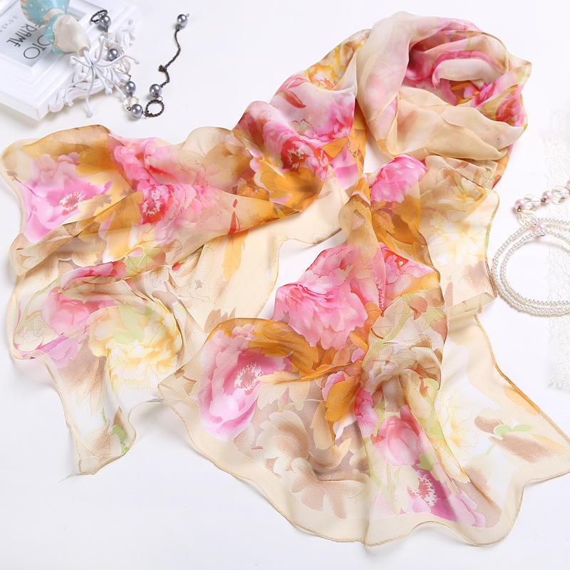 Echarpe en mousseline de soie georgette pour femme, châle long de plage, bandana féminin élégant, écharpes fines, hijab