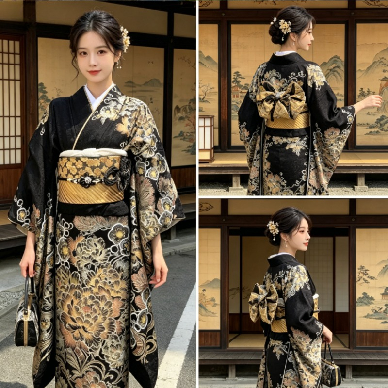 Nouveau Kimono Yukata Japonais Rétro Amélioré pour Filles, Idéal pour les Portraits en Studio, les Performances Cosplay et les Tenues Décontractées Thématiques Quotidiennes
