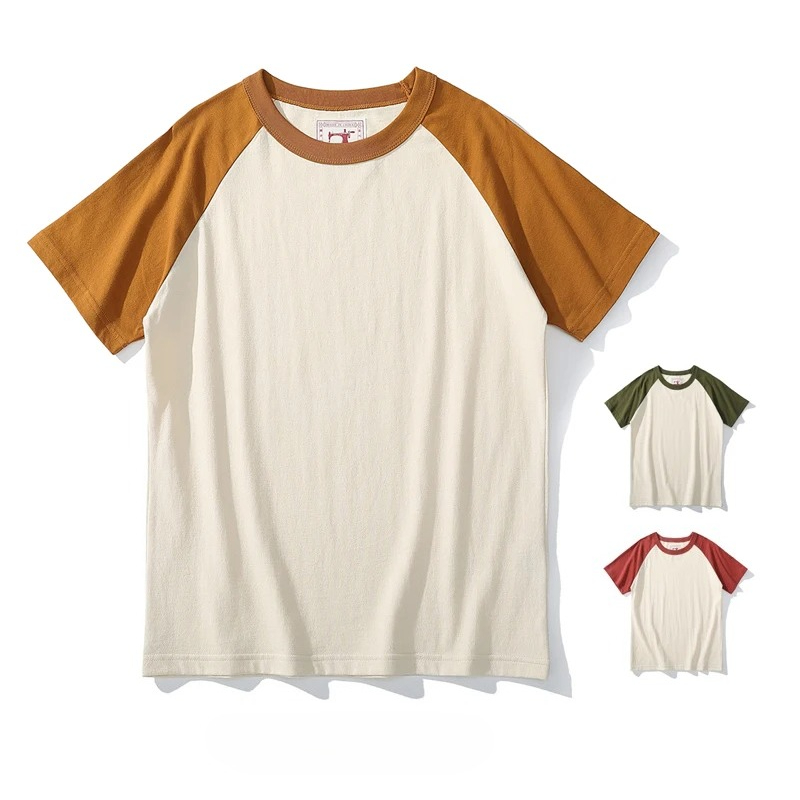 Akkad Kuti 2026 T-shirt pour homme de style rétro japonais, col rond, manches raglan, décontracté pour étudiants, bonne combinaison, 100% coton