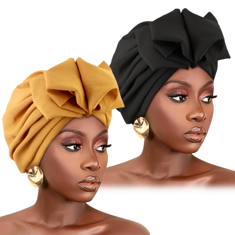 2 pièces Nouveaux turbans pour femmes musulmanes, bonnets hijab, casquettes indiennes, foulards, bandeaux élastiques, bonnets, accessoires capillaires pour femmes et filles