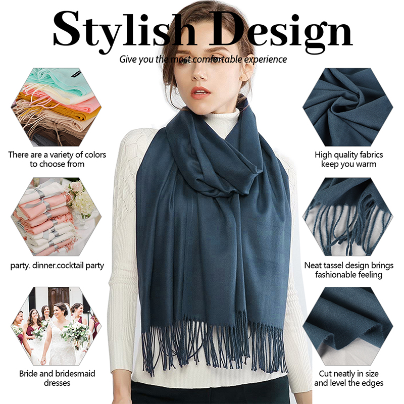 Écharpe Pashmina pour femmes, châles et enveloppes pour robes de soirée, voyage, bureau, hiver, mariage, sensation en cachemire, grandes écharpes