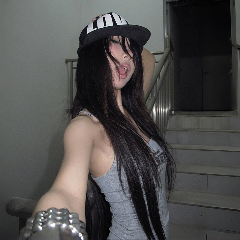 Karrcat Trashy 2000s lettre impression débardeur japonais Y2k gris Camis hauts Grunge esthétique sans manches culture hauts américain rétro