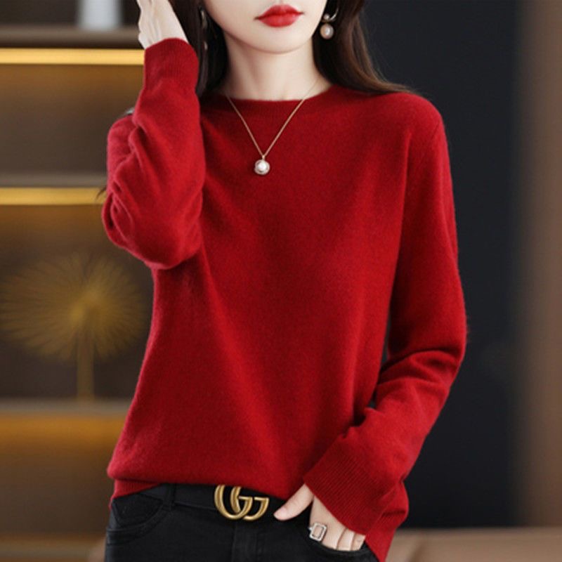 Femmes pull col rond automne hiver basique pull chaud décontracté Pulls pulls coréen à manches longues solide tricots chemise de fond