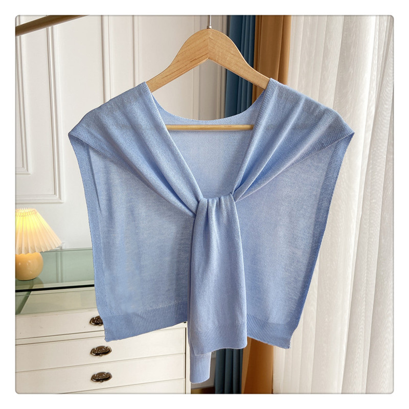 InjEverak-Châle d'été tricoté pour femme, protection solaire, couleur unie, cape sud-coréenne, chambre climatisée, protection du cou féminin
