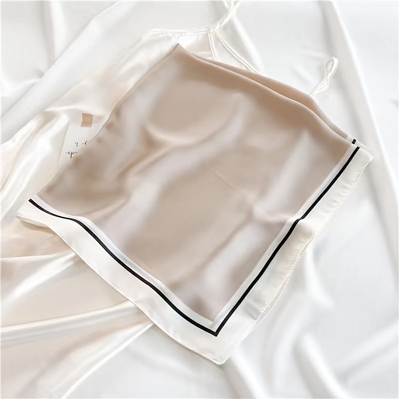 Nouveau Foulard Carré en Satin de Marque de Luxe, Ruban Imprimé pour Cheveux, Foulard Tendance pour Femme, Bandana, Châle Couleurs Unies, Bandeau
