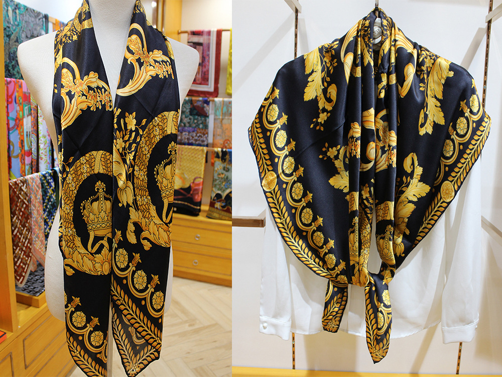 Foulard en Soie Douce 110CM pour Femme, Bords Roulés à la Main, Bandanas, Châles Carrés, Accessoires Vestimentaires, Ceinture, Foulards pour Cheveux et Cou, 110cm