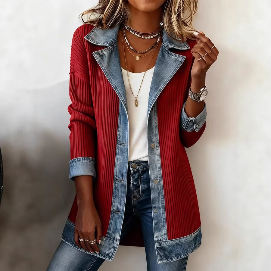 Manteau décontracté pour femme, nouvelle mode automne, élégant, coupe ajustée, col blazer, veste à manches longues avec patchwork pour vêtements féminins Ropa Mujer