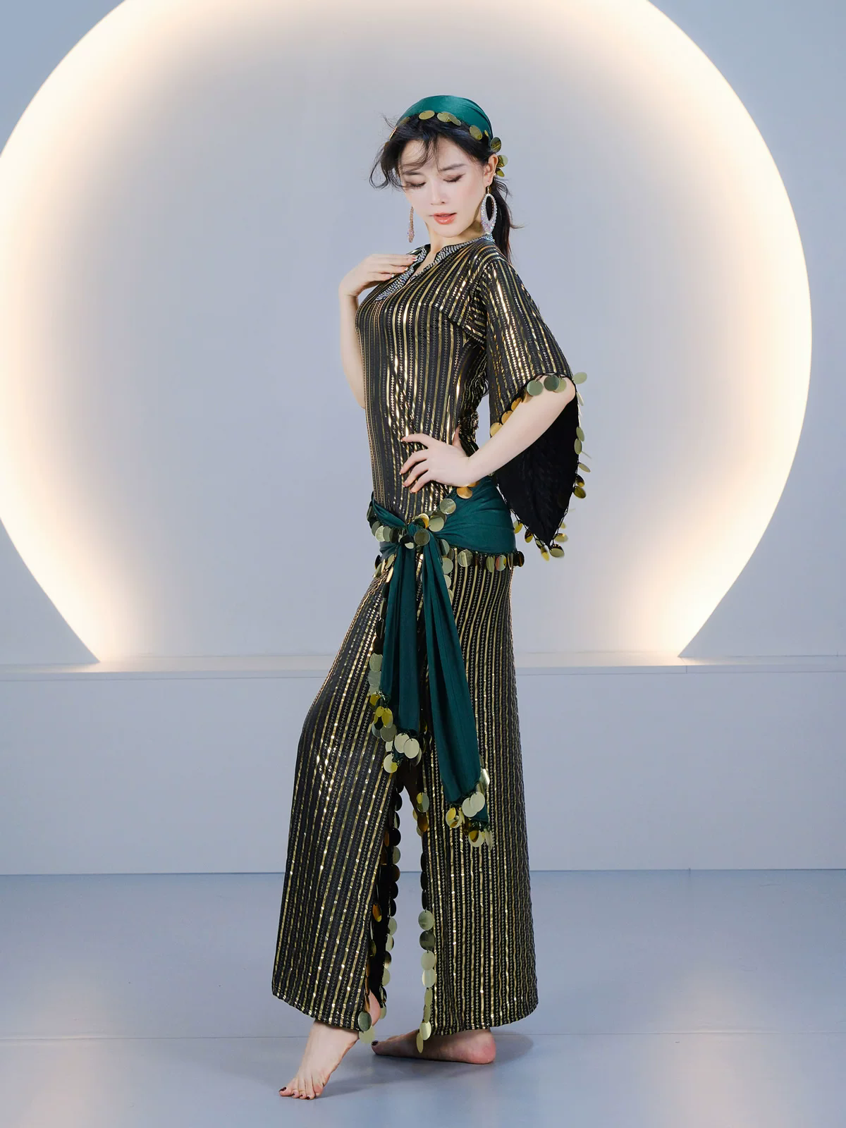 Robes de Danse du Ventre Baladi pour Femmes, Col en V, Tenue de Danse Folklorique Saidi, Robe Égyptienne, Costume de Cabaret, Robe de Danse de Groupe, Ceinture à Pièces