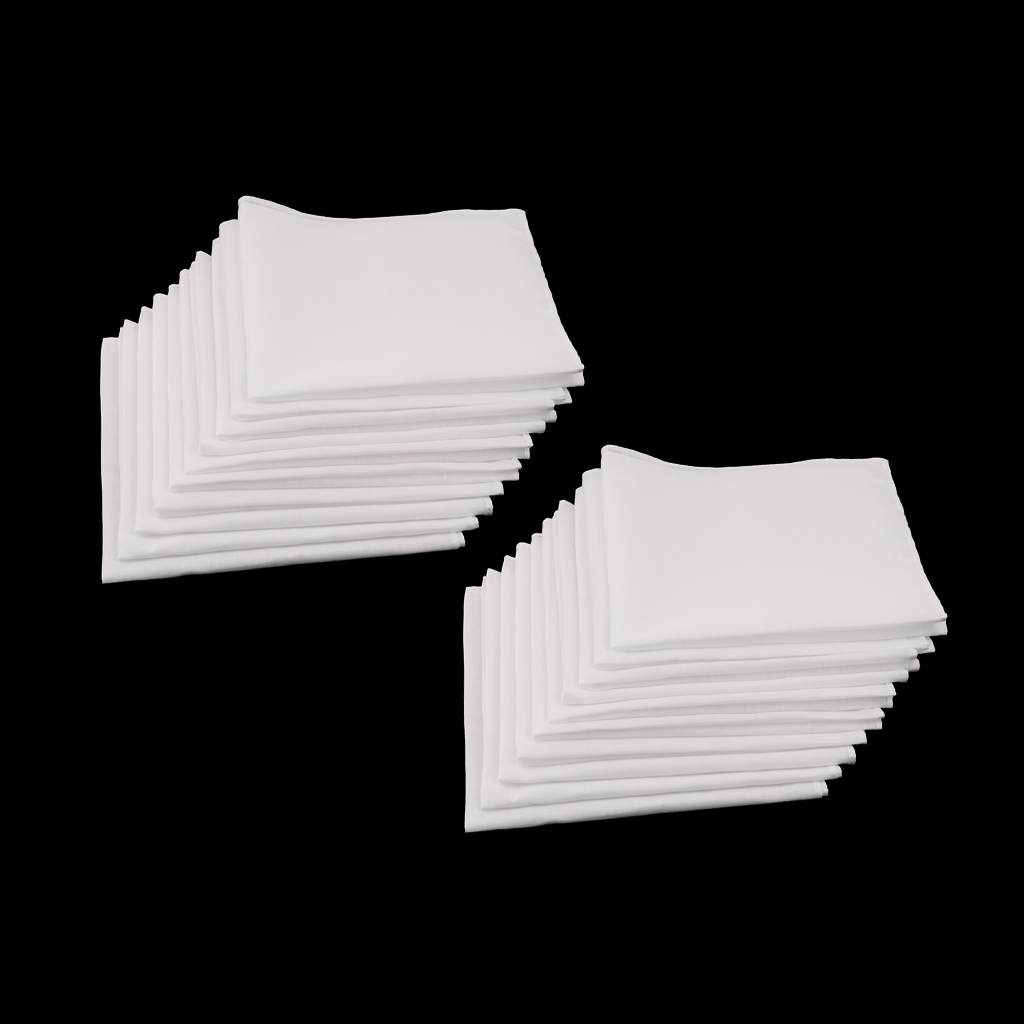 Mouchoirs blancs en pur coton pour femmes et hommes, mouchoirs Hanky, 20 pièces