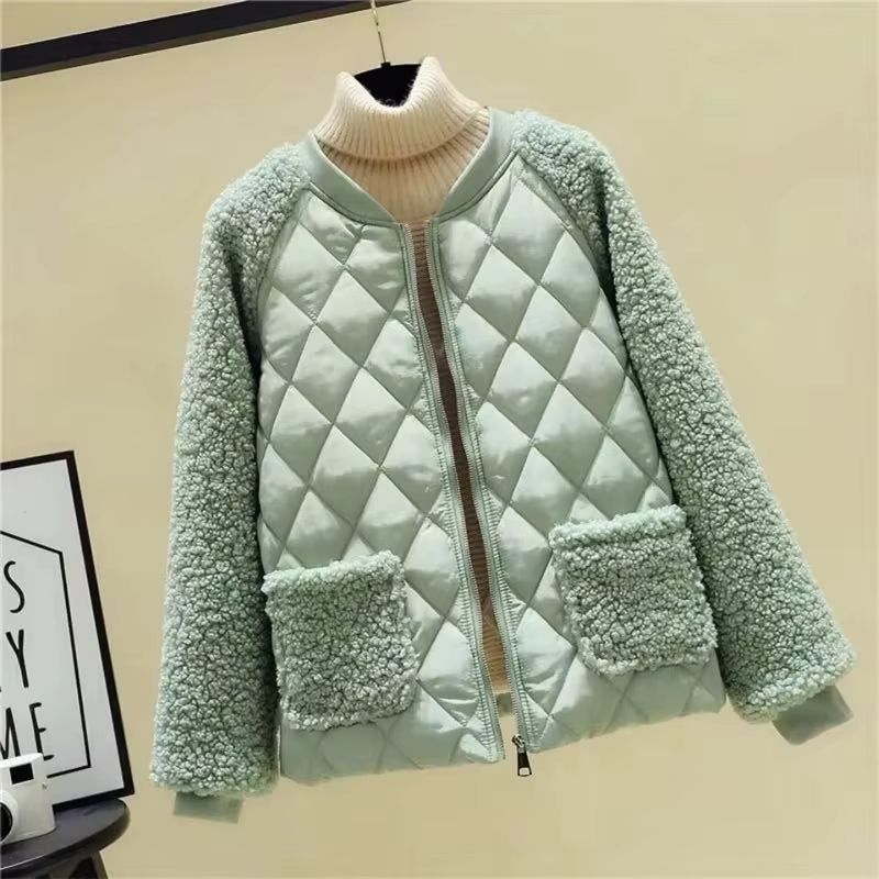Parka d'hiver pour femmes, Imitation de poils d'agneau, manteau élégant et ample pour dames, mode épissage, veste courte et confortable, nouvelle collection 2025