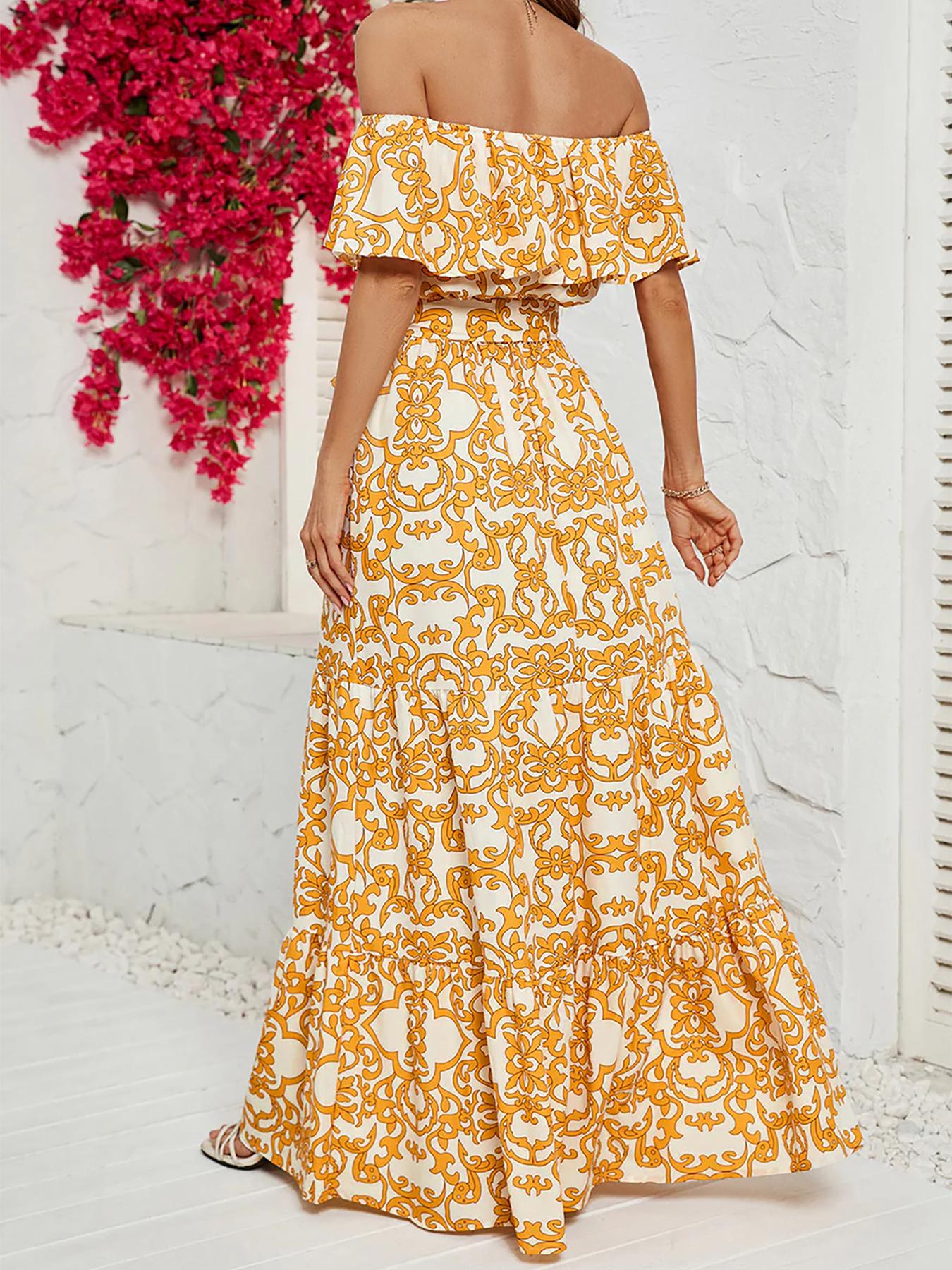 Robe longue décontractée à imprimé floral pour femmes, coupe trapèze, avec ceinture et poches, adaptée à toutes les saisons
