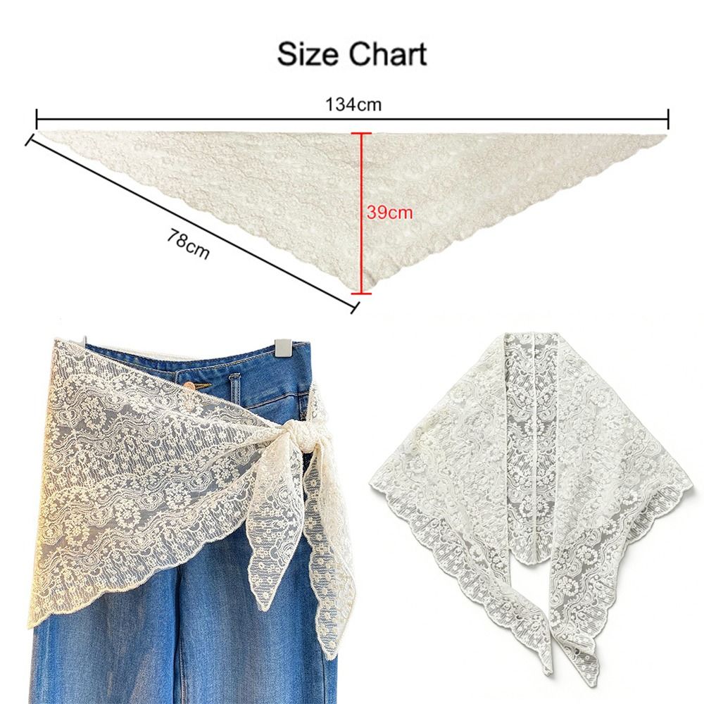 Foulard Cheveux Décontracté Brodé de Fleurs en Dentelle, Style Chic et Fin, Bandanas pour Femmes, Mini Jupe Bohème Mignonne en Dentelle
