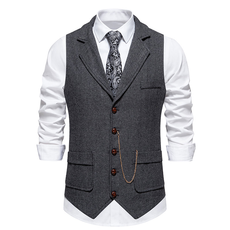 Gilet en Glace Trempée pour Homme, Poches à Col Rabattu, Style Anglais, Décontracté, Vintage, Intelligent, Gentleman, Loisirs, ix