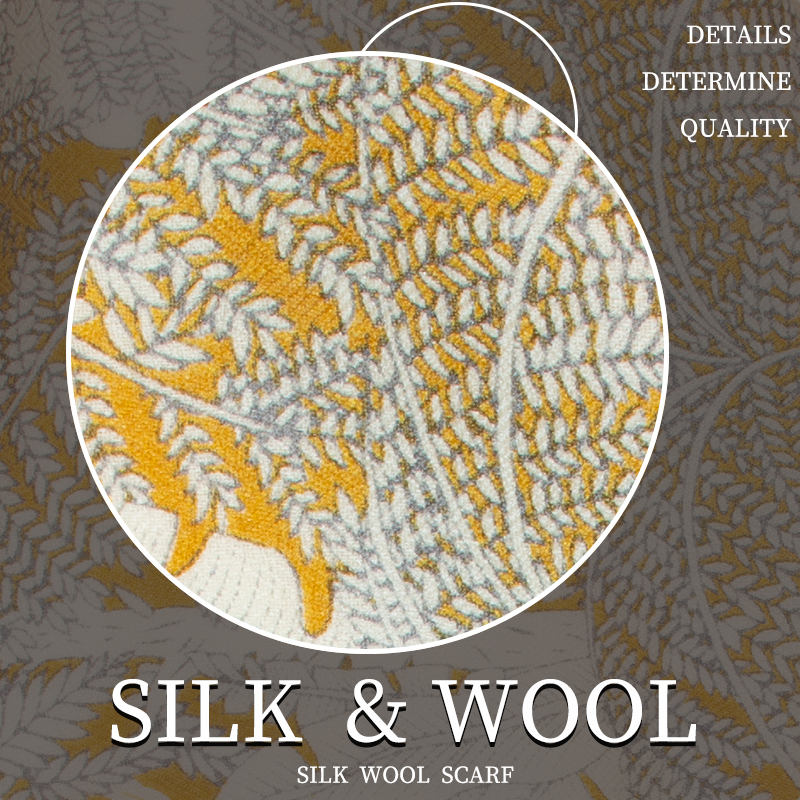 Châle de luxe pour femme 140x140cm en mélange de soie et de laine, imprimé feuilles de palmier, écharpe chaude pour l'automne et l'hiver, enveloppement élégant pour femmes