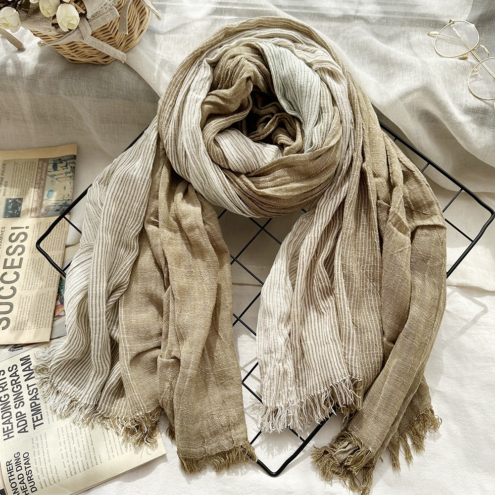 Écharpe rayée en coton et lin pour hommes, automne hiver, foulard doux et chaud, accessoires masculins, châles Bufandas