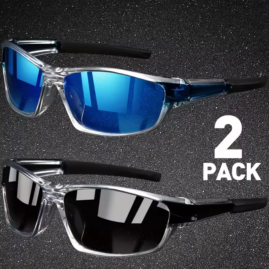 2 paires de lunettes de soleil de sport pour hommes, légères, Vision nocturne, nuances masculines, cyclisme, conduite, pêche, miroir de mode