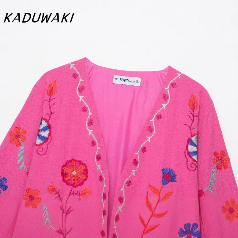 KADUWAKI broderie haut à la mode nouveau à lacets à manches longues Cardigan pour femmes ample rose femmes manteau Vacatio Style vestes 자켓
