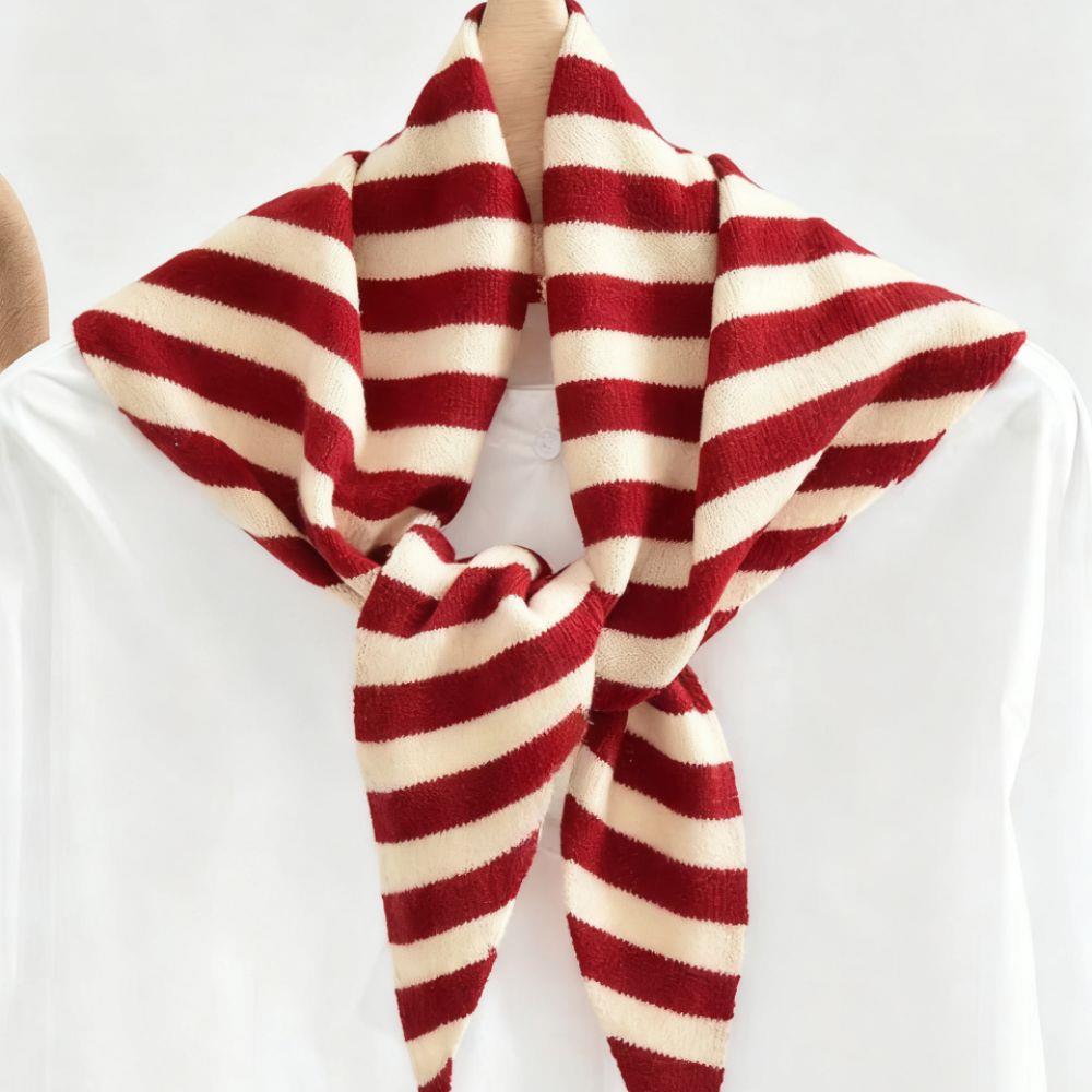 Écharpe triangulaire coréenne à rayures polyvalentes pour femmes, écharpe triangulaire en laine de Niche, foulard d'hiver tricoté, chauffe-cou