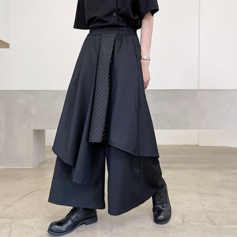 Femmes jupes pantalons japonais gothique pantalons irréguliers femmes taille haute noir pantalons longs jupes femme jupes plissées femmes vêtements