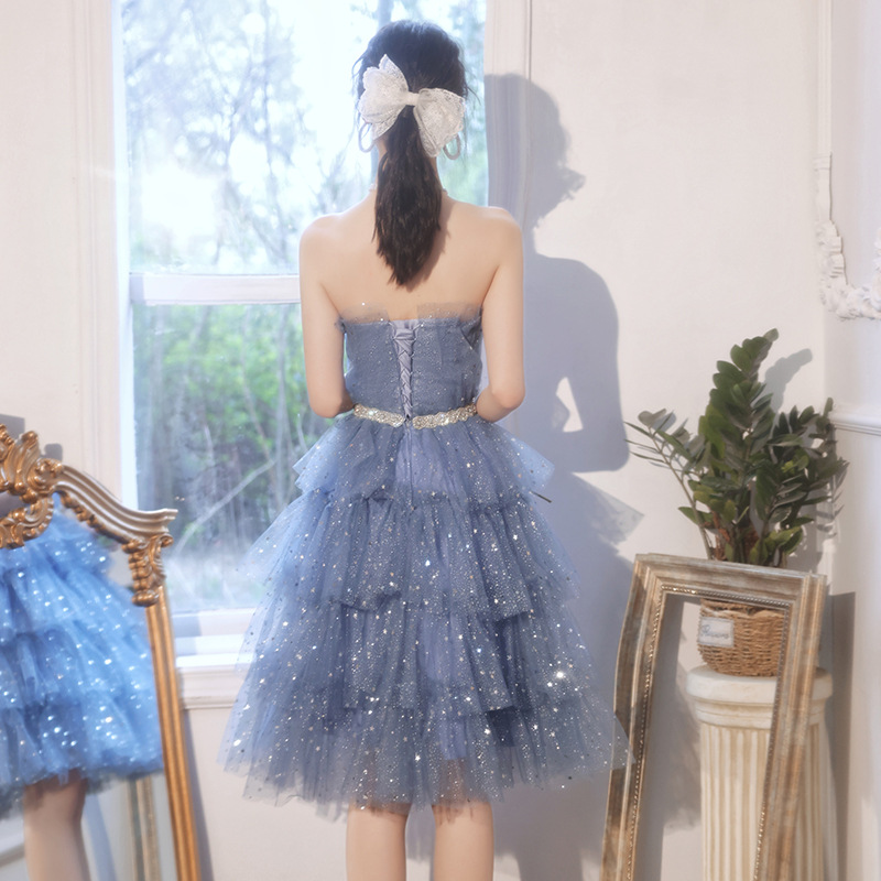 Robe de soirée princesse pour femmes, nouveau tempérament, fête d'anniversaire, Banquet, Super féerique, haut tubulaire, robe de remise de diplôme pour étudiantes, 2023