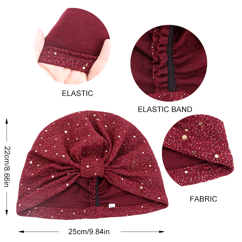 Femmes tricoté torsion Turban chapeau élégant musulman paillettes Hijab écharpe torsion bandeau bandeau dames indien Hijab Turbante