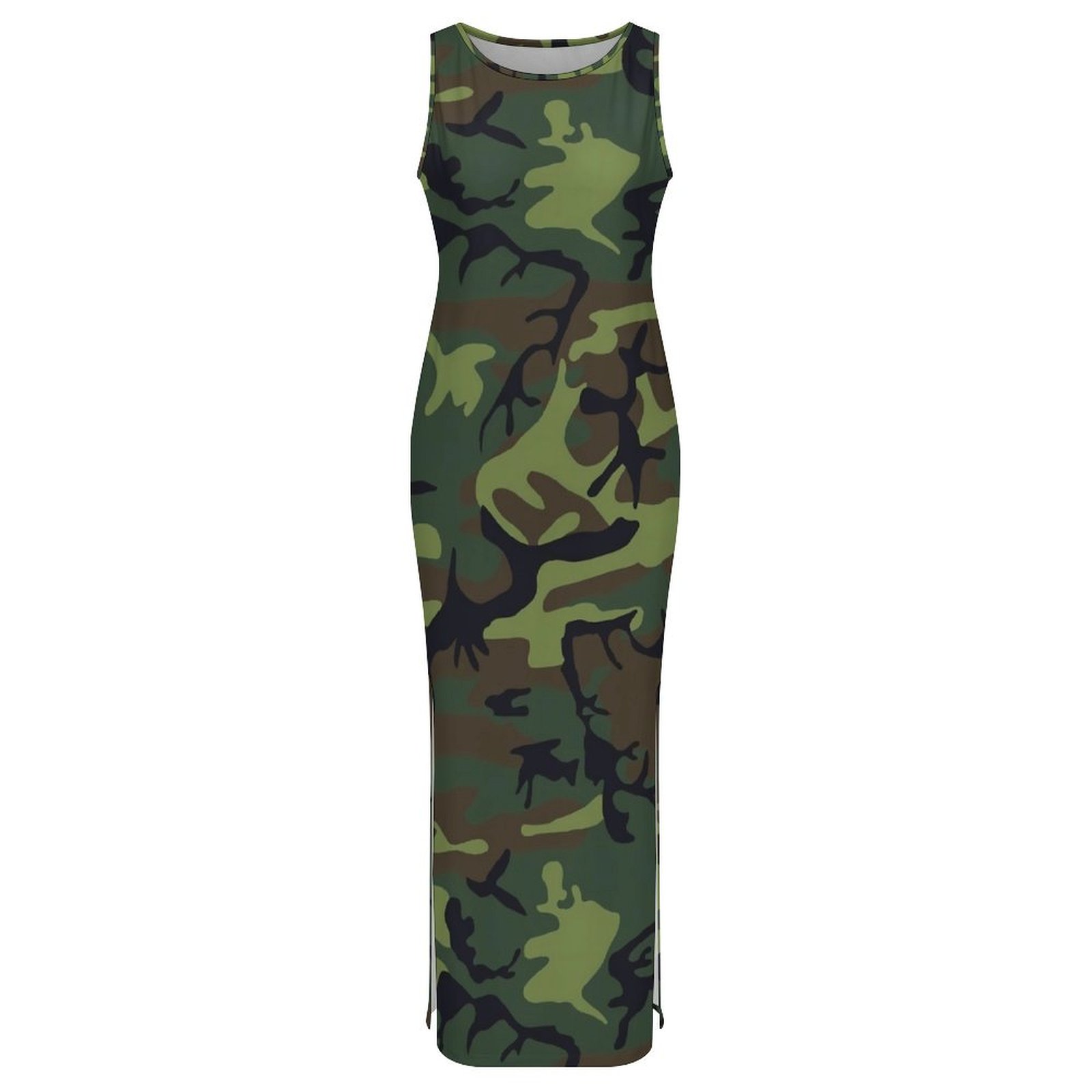 Femmes camouflage robe trapèze robe Streetwear robe moulante été sans manches boîte de nuit Maxi robes graphique grande taille robes