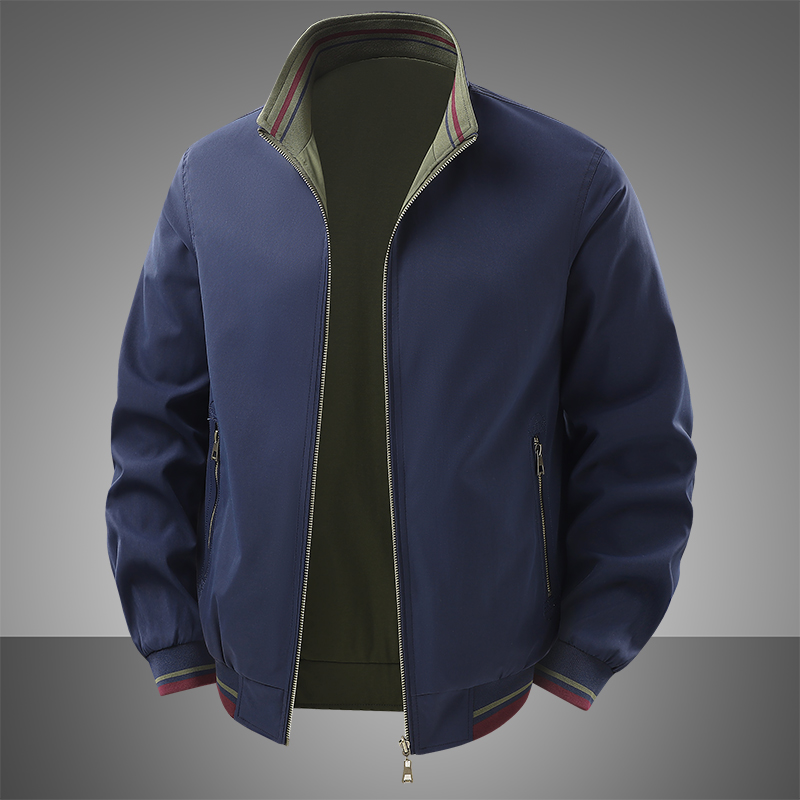 Veste décontractée double face pour homme, coupe slim, coupe-vent, résistante au froid, élégante, col montant, pour automne-hiver, vêtements de ville