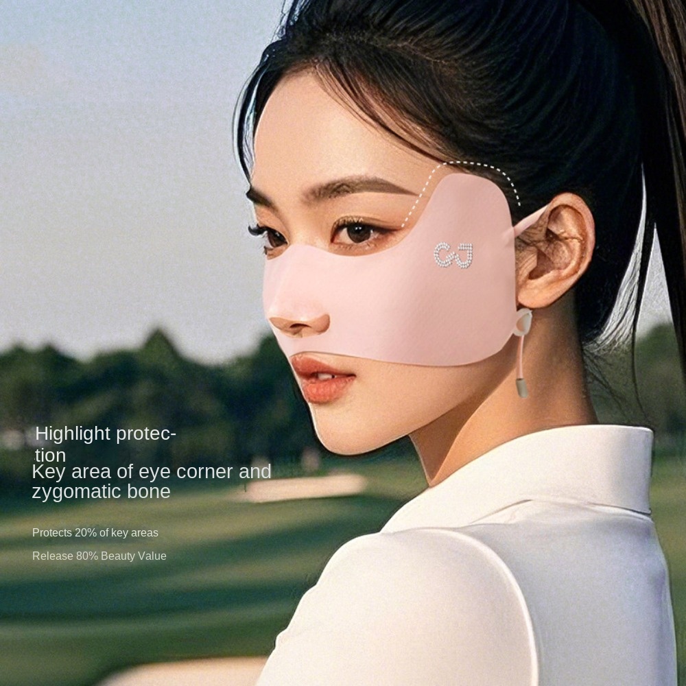 Écharpe de protection solaire en soie glacée, masque de protection solaire en Nylon respirant, couverture faciale d'été, voile de protection solaire, masque Gini de couleur unie