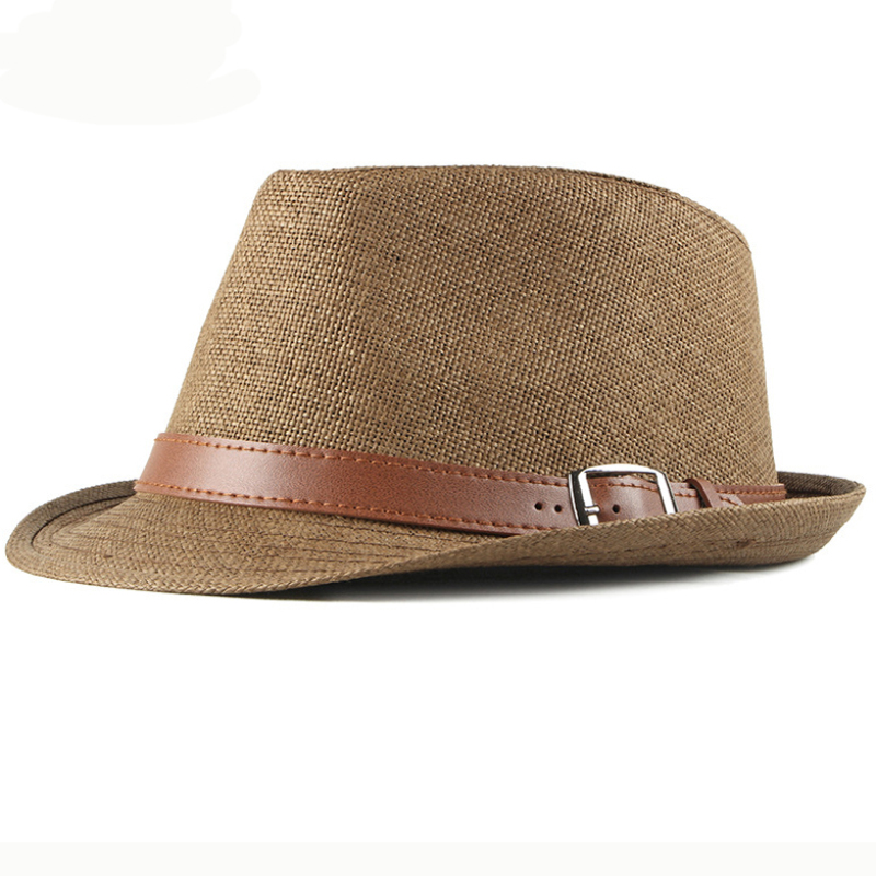 Chapeau de plage vintage pour hommes, à bord court, en paille, avec ceinture, style coréen, ander, HT2490