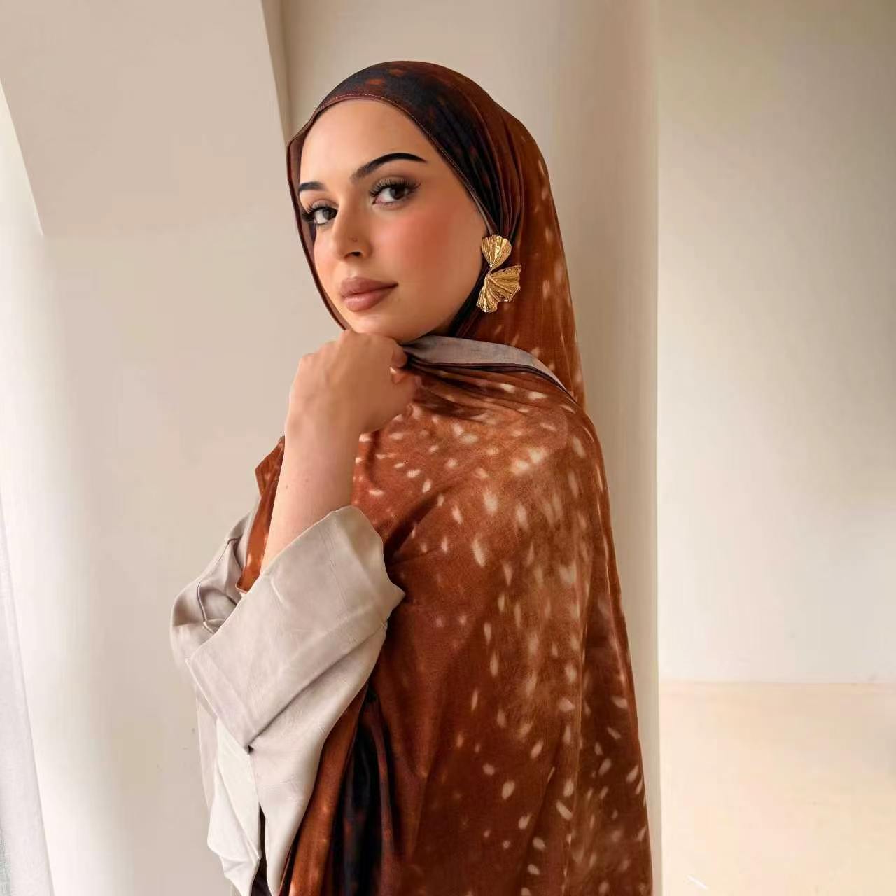Hijab en coton jersey de haute qualité, style léopard bohème, hijab respirant en coton tricoté pour femmes, écharpe douce pour la peau des femmes