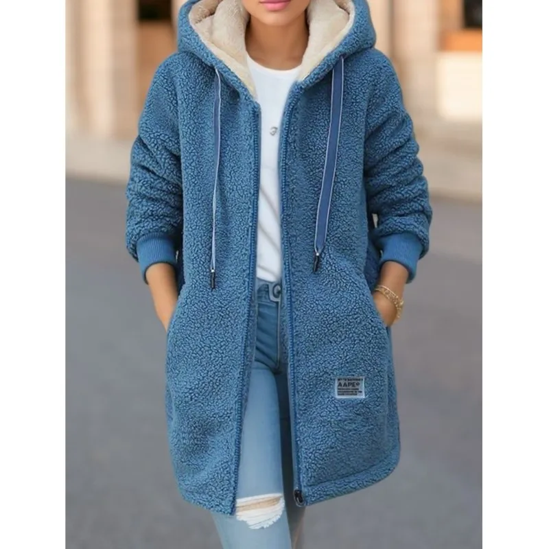 Manteau d'hiver à capuche pour femme, sweat-shirt épais doublé de polaire, cardigan, veste en laine d'agneau, nouveau style tendance pour l'hiver
