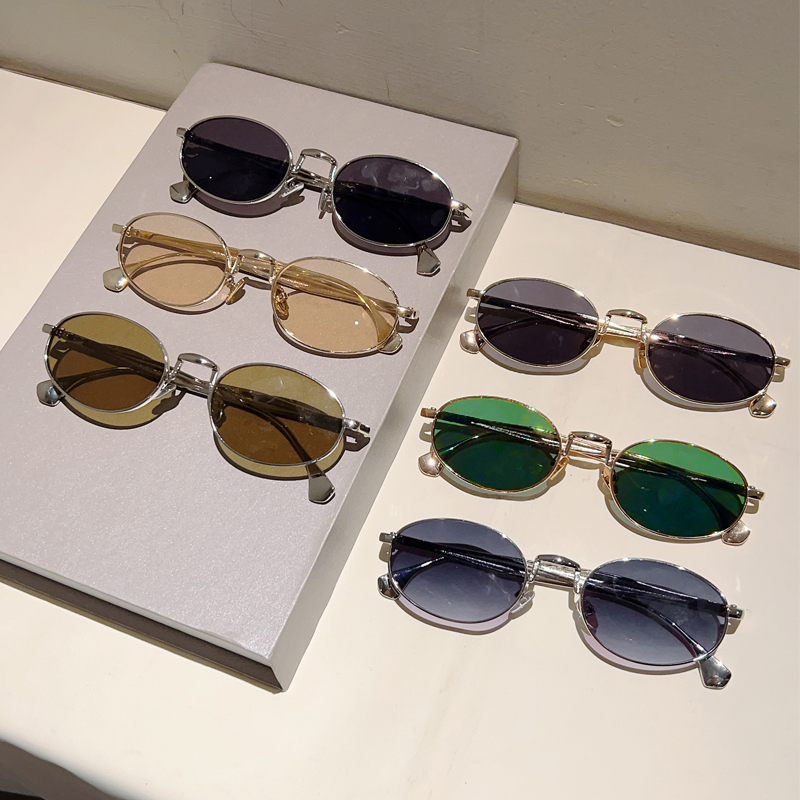 Lunettes de soleil ovales vintage pour hommes, nouvelles montures métalliques, lunettes de soleil d'extérieur pour femmes, design de marque de luxe tendance et à la mode