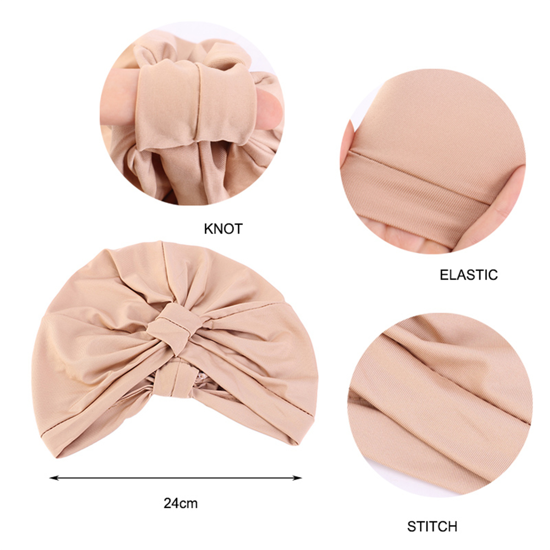 Chapeau turban musulman respirant de couleur unie pour femme, foulard carré gaufré, chapeau élastique indien