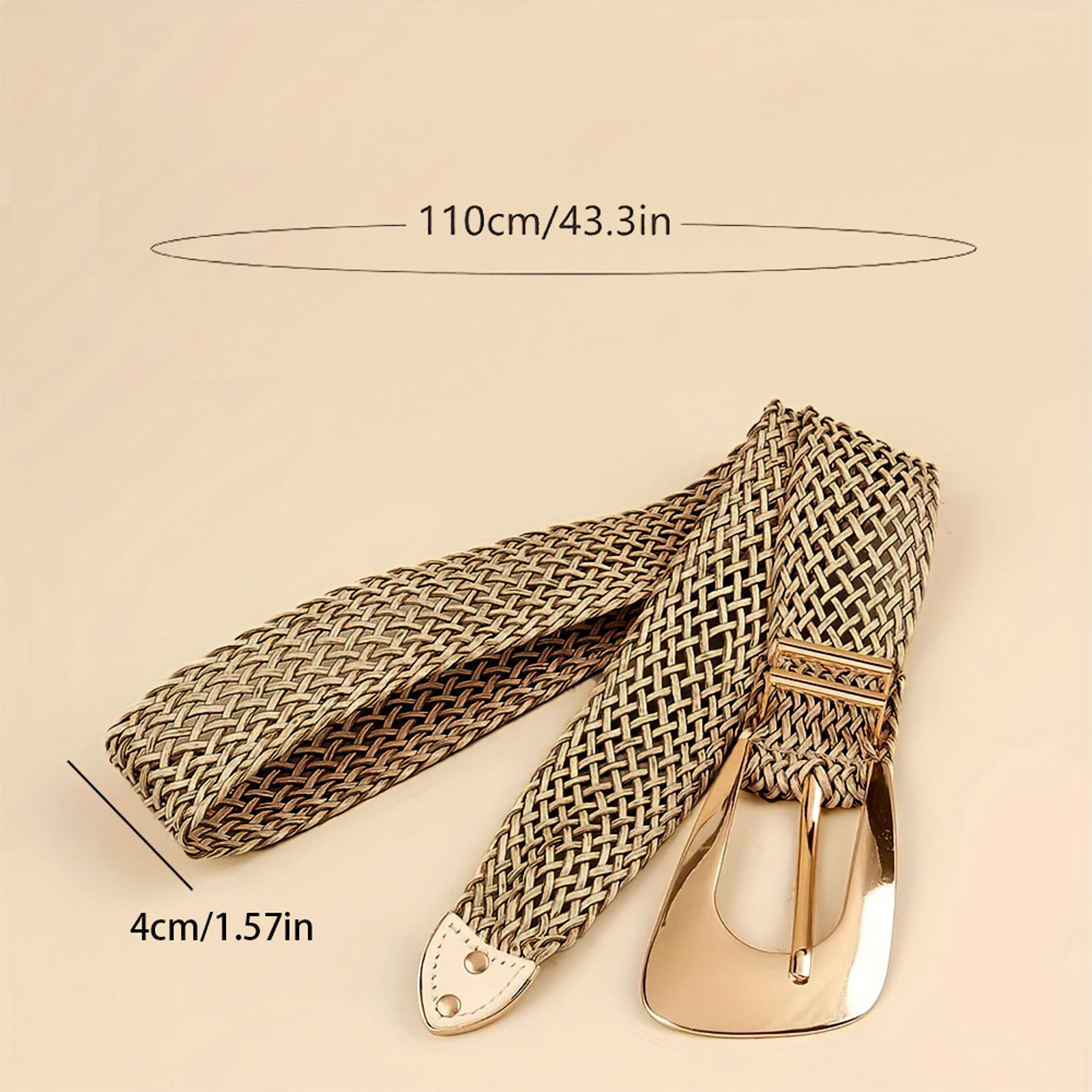 Ceinture décontractée en métal classique tissée en or avec boucle en métal irrégulière pour-up avec robe en jean