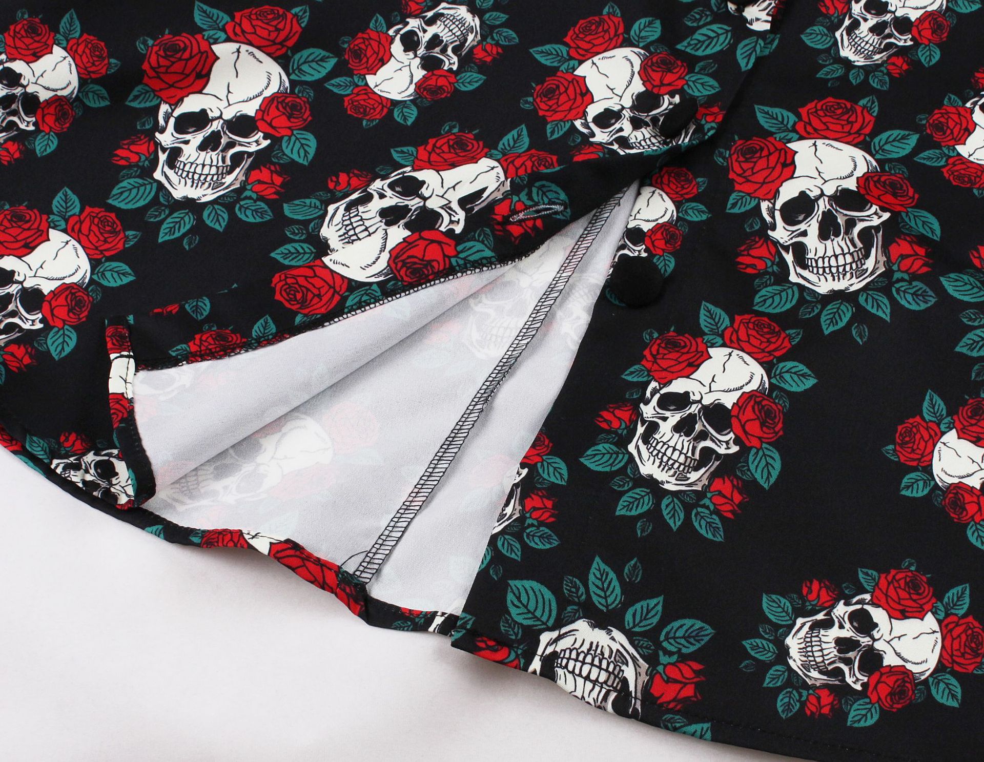 Robe de soirée d'halloween pour femmes, col licou, Bandage, imprimé Floral, crâne, rétro, simple boutonnage, ceinturée, Vintage
