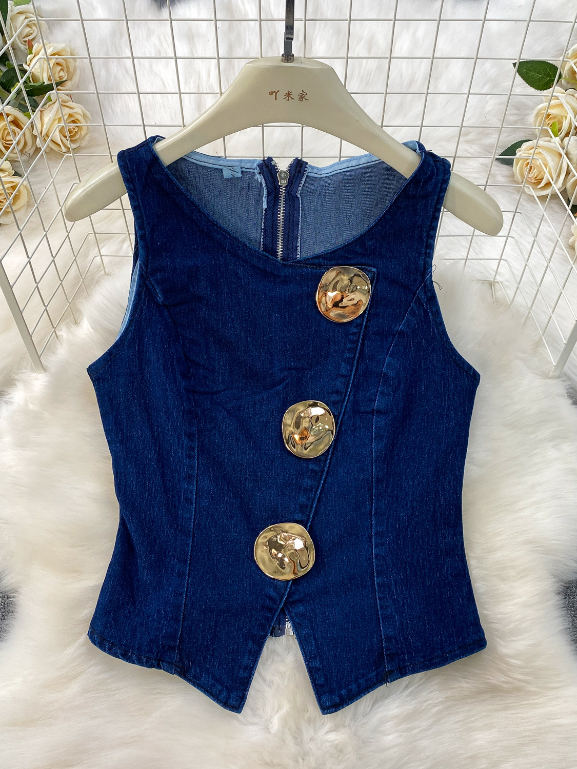 Ensembles 2 Pièces en Jean pour Femme : Gilet Sans Manches et Pantalon Large en Jean Délavé, Style Streetwear Vintage, Tenue d'Été