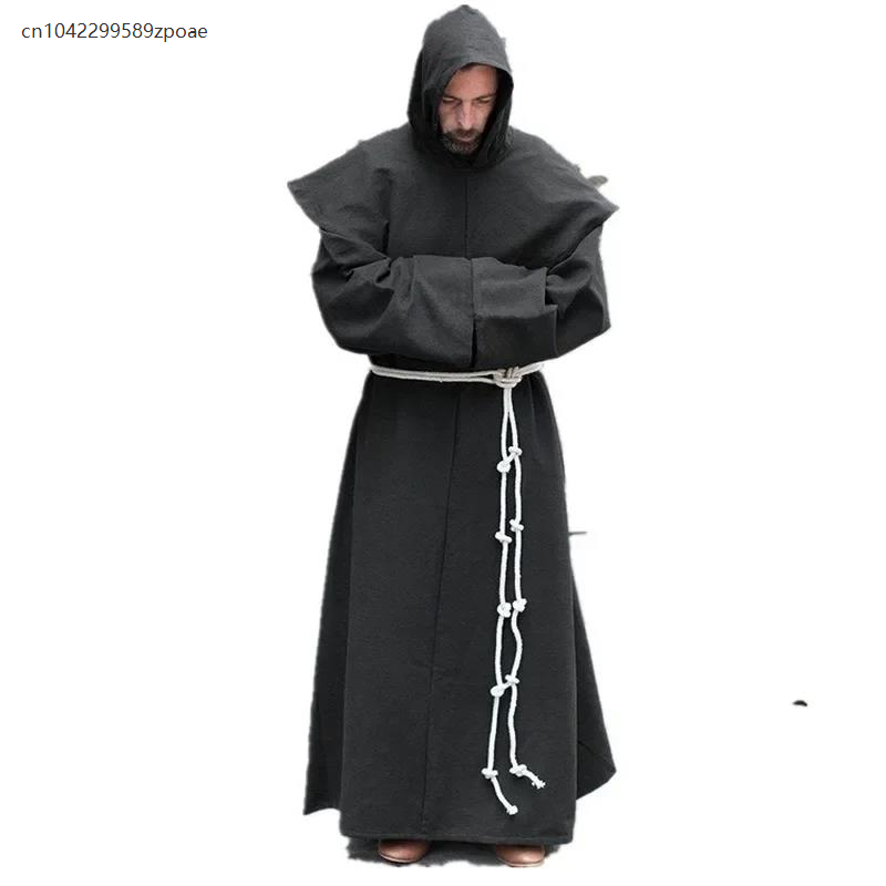 S-5XL Renaissance moine clergé épaule vêtements frère Costume religieux Saint Robe hommes prêtre capuche Halloween Cosplay Costume