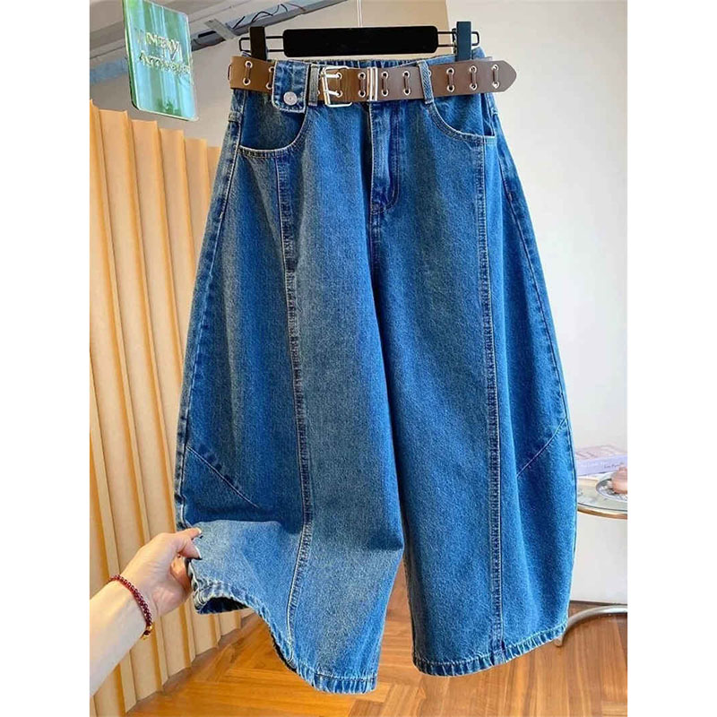 Jean bleu tendance pour femme, pantalon en denim, nouvelle collection été 2026, coupe ample, jambe droite, pantalon large, pantalon 7/8, loisirs féminins