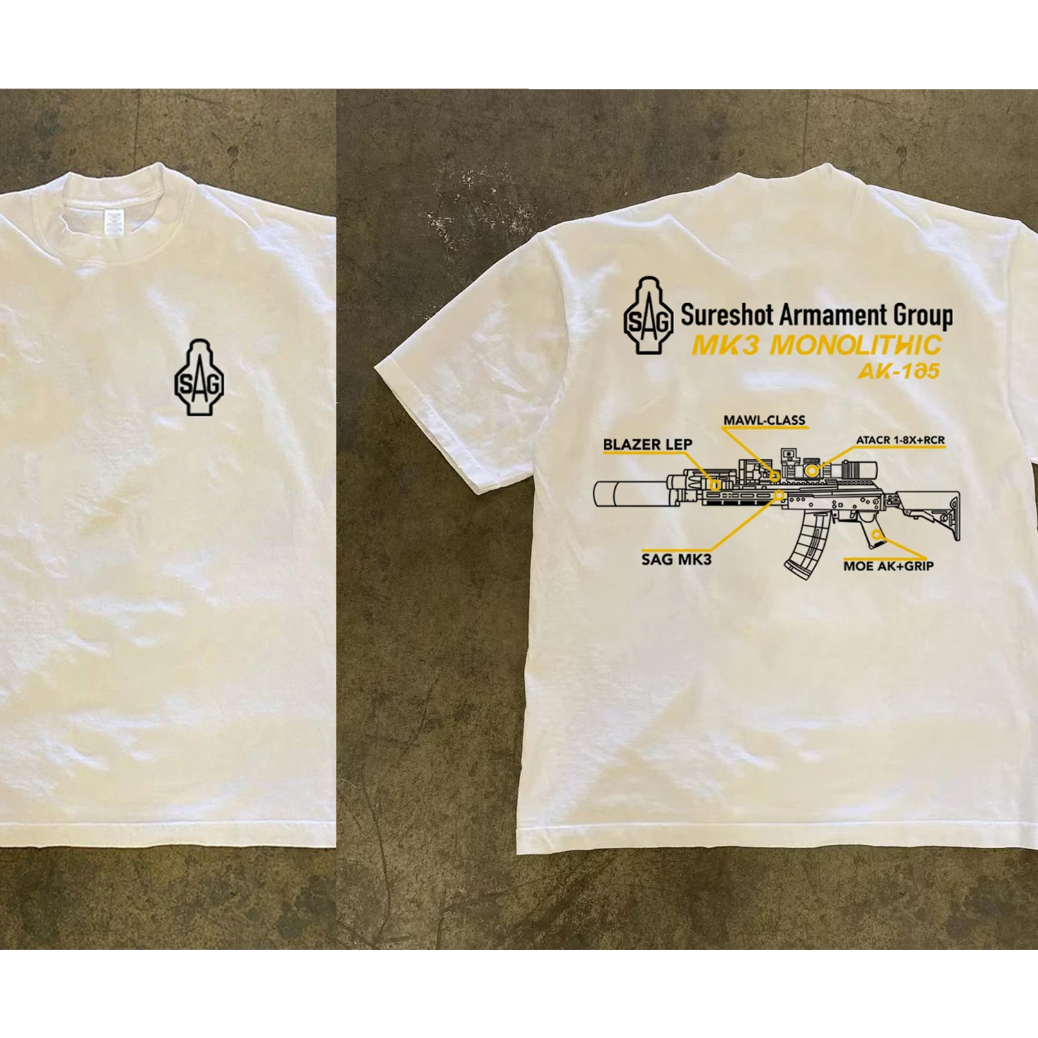 Graphique pour hommes en SAG MK3 T-Shirt 100% coton évacuant la transpiration respirant haute qualité T-Shirt décontracté pour les passionnés militaires