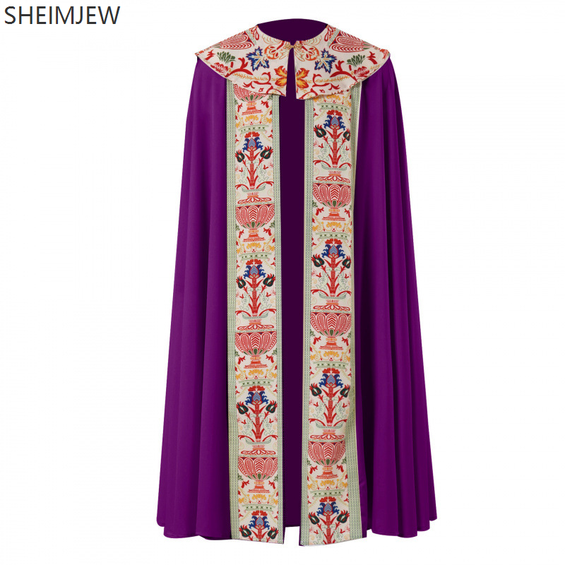 Cape châle d'église Vintage médiévale pour hommes, châle de prière de moine de prêtre, fête de carnaval d'halloween, Robe de jeu de rôle de prêtre