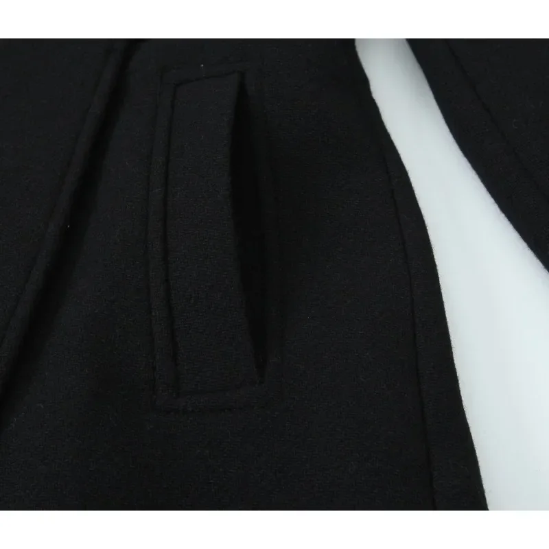 Manteau en laine automne mode noir manteau Long élégant et joli manteaux pour femmes américain rétro vêtements d'extérieur d'automne manteaux urbains